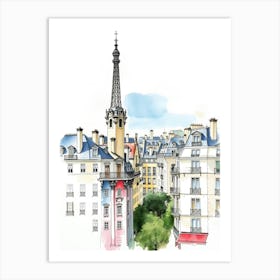 Paris Skyline Watercolor Art Print