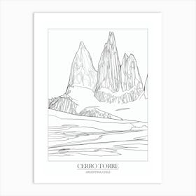 Cerro Torre Argentina Chile Line Drawing 1 Poster Art Print