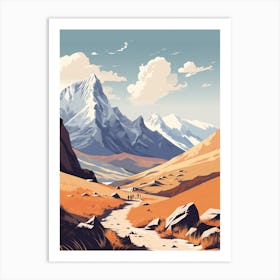 Annapurna Circuit Nepal 2 Hiking Trail Landscape Art Print