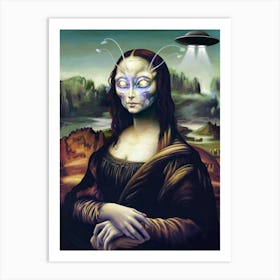 Alien Mona Lisa Galaxy Goddess Art Print