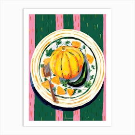 A Plate Of Pumpkins, Autumn Food Illustration Top View 76 Art Print