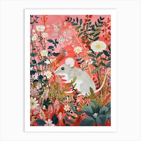 Floral Animal Painting Mouse 1 Art Print