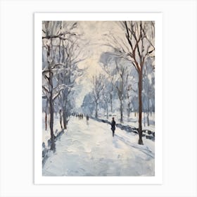 Winter City Park Painting Schnbrunn Palace Gardens Vienna 1 Art Print