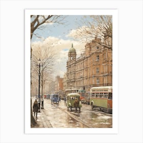 Vintage Winter Illustration Liverpool United Kingdom Art Print