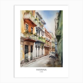 Havana 2 Watercolour Travel Poster Art Print