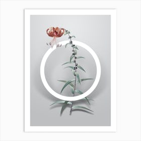 Vintage Tiger Lily Minimalist Botanical Geometric Circle on Soft Gray n.0260 Art Print