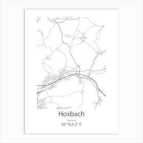 Hosbach,Germany Minimalist Map Art Print