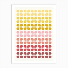 Retro 60s Geometric Petals in Warm Yellow and Pink Art Print