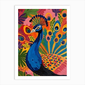 Tropical Peacock Paint Pattern Art Print