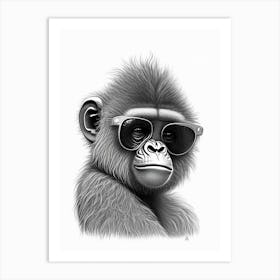 Baby Gorilla Gorillas Pencil Sketch 1 Art Print