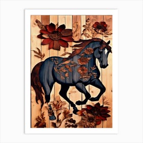 Denim Wood Horse Art Print