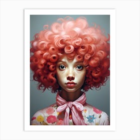 The Girl With Rosy Pink Curly Hair 1 Art Print