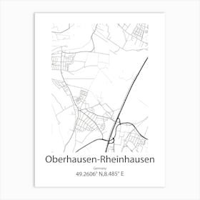 Oberhausen Rheinhausen,Germany Minimalist Map Art Print