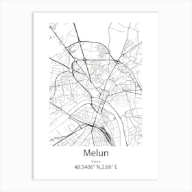 Melun,France Minimalist Map Art Print