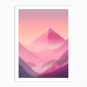 Misty Mountains Vertical Background In Pink Tone 100 Art Print