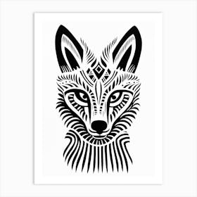 Linocut Fox Abstract Line Illustration 8 Art Print