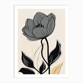 Line Art Tulips Flowers Illustration Neutral 8 Art Print