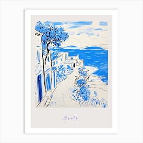 Crete Greece 3 Mediterranean Blue Drawing Poster Art Print