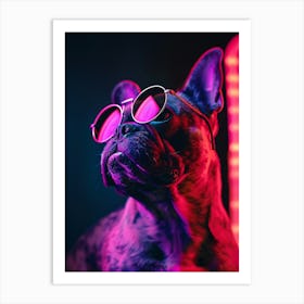 Beautiful Dog Under Neon Lights 3 Art Print