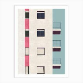 Pink Apartment Block Art Print