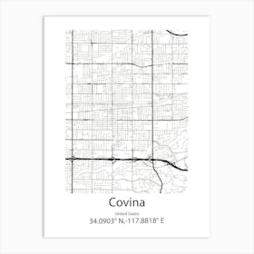 Covina,United States Minimalist Map 1 Art Print