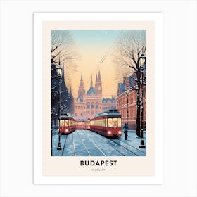 Winter Night  Travel Poster Budapest Hungary 3 Art Print