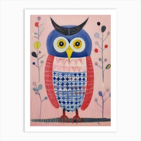 Playful Illustration Of Owl For Kids Room 3 Art Print