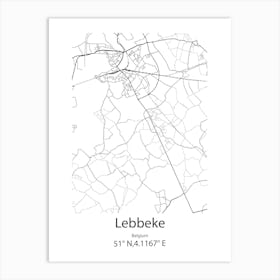 Lebbeke,Belgium Minimalist Map Art Print