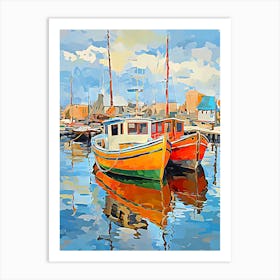 Two Boats Docked In The Harbor Art Print