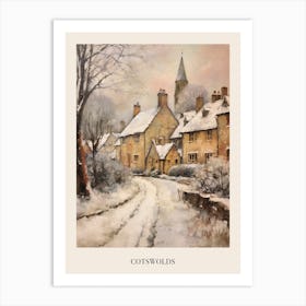 Vintage Winter Painting Poster Cotswolds United Kingdom 1 Art Print