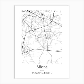 Mions,France Minimalist Map Art Print