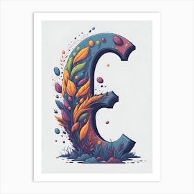 Colorful Letter E Illustration 82 Art Print