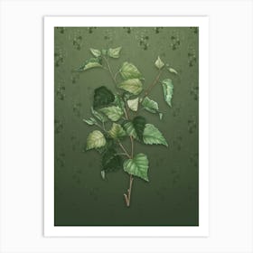 Vintage Silver Birch Botanical on Lunar Green Pattern n.1265 Art Print