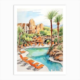 Sanctuary On Camelback Mountain Resort & Spa   Scottsdale, Arizona   Resort Storybook Illustration 3 Art Print