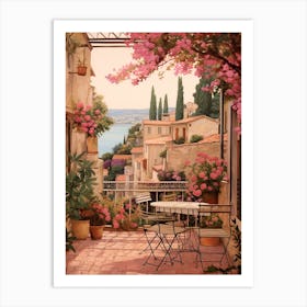 Cannes France 5 Vintage Pink Travel Illustration Art Print