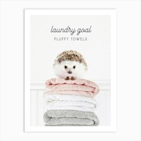 Hedgehog Laundry Goal Fluffy Towels Art Print