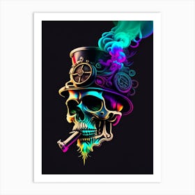 Skull With Vibrant Colors 3 Stream Punk Art Print