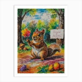 Acorn Squirrel Art Print