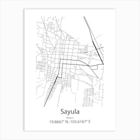 Sayula De Aleman,Mexico Minimalist Map Poster