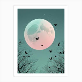 Fly Away Moon Scene (3) Art Print