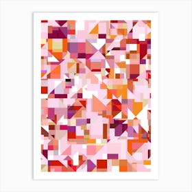 Abstract Geometric Pattern - Pink Art Print