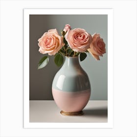 A Vase Of Pink Roses 40 Art Print