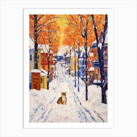 Cat In The Streets Of Aspen   Usa With Snow 4 Art Print