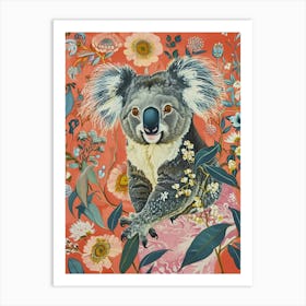 Floral Animal Painting Koala 2 Art Print