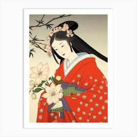 Yukiyanagi Snowdrop 2 Vintage Japanese Botanical And Geisha Art Print