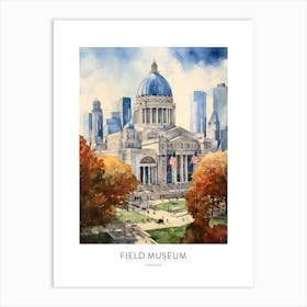 Field Museum Chicago Watercolour Travel Poster Art Print