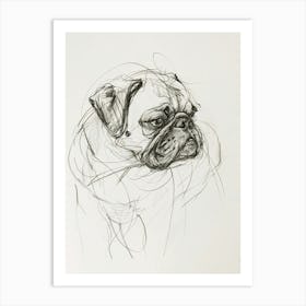 Pug Dog Charcoal Line 3 Art Print