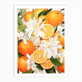 Oranges And Flowers 4 Art Print