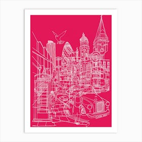 London! (Hot pink) Art Print