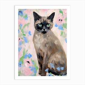 A Siamese Cat Painting, Impressionist Painting 1 Art Print